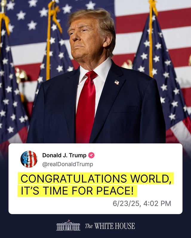 "CONGRATULATIONS WORLD, IT’S TIME FOR PEACE!" –President Donald J. Trump by @potus