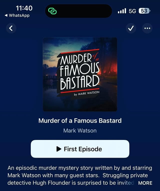 The first episode of my new podcast is here. It is MURDER FUN. You can get it in the usual sorts of places. I think you might like it.