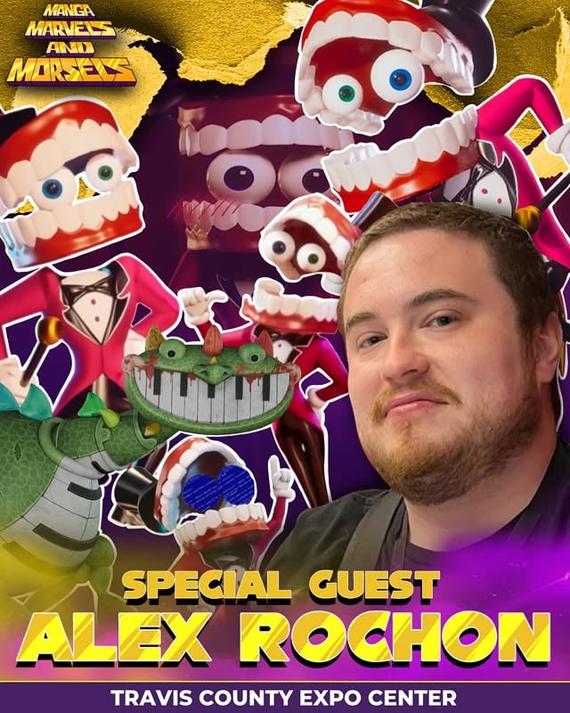 🎭 Special Guest Announcement 🎭We’re thrilled to announce Alex Rochon, Canadian voice actor best known as the voice of Cain from The Amazing Digital Circus, will be appearing at Manga Marvel and Morsels this Year!!Travis County Expo Center 7311 Decker Ln, Austin, TX 78724August 7-9th 2026 Friday - 2:00pm-10:00pmSaturday - 10:00am-10:00pmSunday - 10:00am-6:00pmhttps://www.eventeny.com/events/mangamarvelandmorsels-19735/#animeevent #anime #otaku #animeedits #cosplay #animecon #animelove #eventanime #eventplaning #events #cosplayer #animefan #manga #animequiz #naruto #animememes #cosplayevent #animecosplay #animegirls #weebeecononline #dbz #animegirl #mangamarvelandmorsels #otakus #animeintp #comiccon #otakuexpo #animeexpo #animelovers