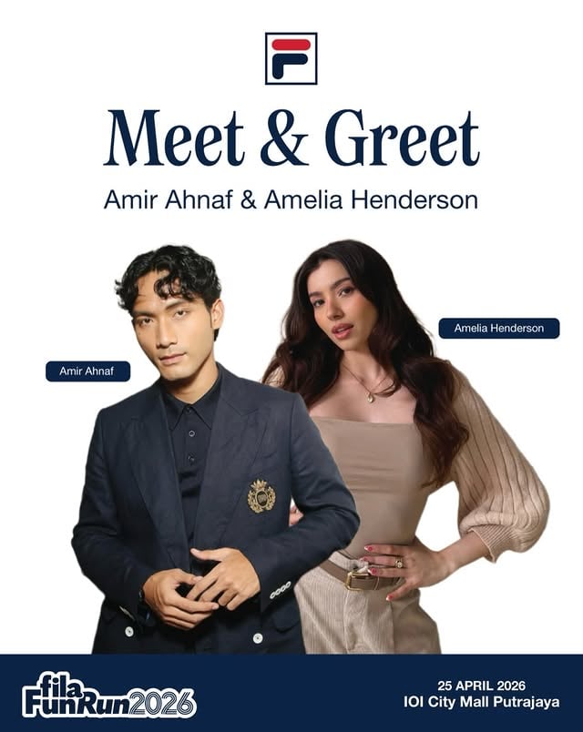 Kingerfear! Don’t miss out ‼️📢Stand a chance to be one of THREE (3) lucky winners to meet @amir.ahnaff & Amelia Henderson, plus score FILA Fun Run entry passes happening on 25 April 2026!Head over to @fila.malaysia now to find out how to participate 📅 25 April 2026📍 IOI City Mall, Putrajaya by @kinger.fear