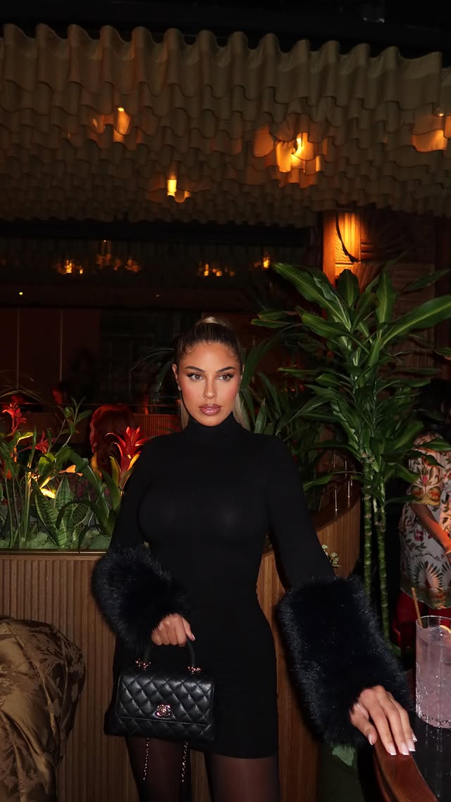 this dress is everything 🖤 @FashionNova 🔎 ‘Moscow Fur Mini Dress - Black’ ad