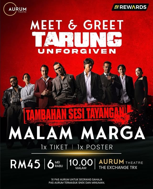 Tambahan sesi tayangan khas kini dibuka untuk jualan! Dapatkan tiket #TarungUnforgiven di aplikasi GSC sekarang! 🎟️ Aurum Theatre, The Exchange TRX | 6 Mei 2026 | 10 malam | RM451x Tiket Tayangan (2D)1x Poster Tarung: Unforgiven🎟️ GSC MyTOWN | 6 Mei 2026 | 9:15 malam | RM281x Tiket Tayangan (2D)1x Poster Tarung: Unforgiven: @alpha47.films by @kinger.fear