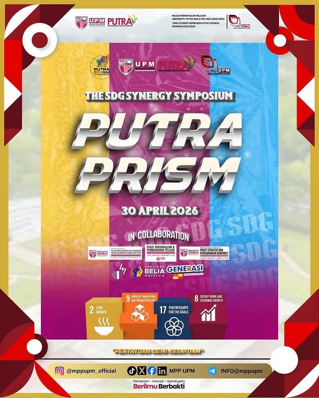 🚀 PUTRA PRISM: THE SDG SYNERGY SYMPOSIUM 2026📅 30 April 2026 (Khamis)⏰ 8.00 pagi - 6.00 petang (TBC)📍 Dewan Besar, PKKSSAAS, UPMPeluang bertemu artis jemputan daripada Alpha47 Films seperti En. Razaisyam Rashid, En. Aedy Ashraf, En. Amir Ahnaf dan En.Amirul Aieman.more info ; @mppupm_official by @kinger.fear