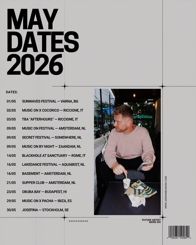 May dates 2026Starting this weekend at Sunwaves Festival and Music On at Cocoricò Riccione@sunwavesfest @musiconofficial @cocoricoriccione by @joeydaniel_ofc