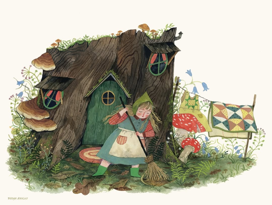 Happy May Day! ☘️🌼🐌 Here’s an older piece that I still really love 😌 To celebrate I’m running a shop sale this week yay! The magic word is CLOVER if you wanna snag 15% off 🌱 by @taryndraws