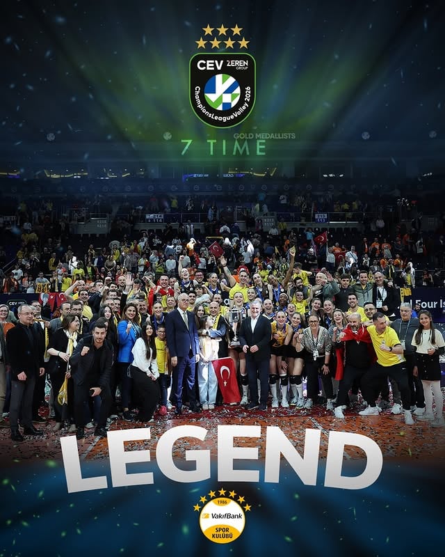 Kendi ülkemizde, kendi şehrimizde Avrupa’nın en büyüğü VakıfBank! 🇹🇷🏆7. kez Zeren Group CEV Şampiyonlar Ligi Şampiyonu VakıfBank! 💛🖤 by @vakifbanksk