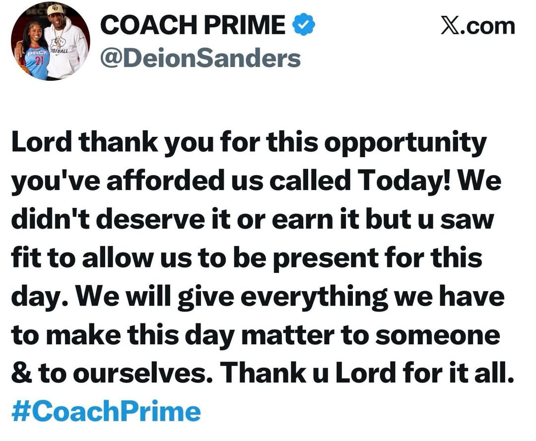 Thank You Lord! #CoachPrime