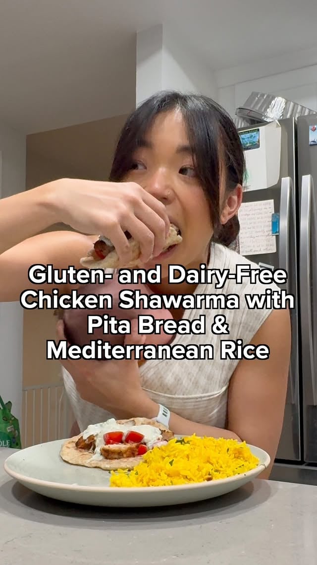 in my happy place & with my favorite girl 🍴🥰As many of you know, 1) I love to cook, 2) my husband is gluten- and dairy-free due to medical restrictions, and 3) I especially love to cook for people I love. I certainly do not have the same kind of bandwidth like I used to pre-baby, but when I have the opportunity, I like to roll up my sleeves and spend time extra time in the kitchen. The other day, I made chicken schwarma with tzatziki sauce, pita bread, and Mediterranean rice - all gluten- and dairy-free. Here are the recipes I followed: chicken shawarma from @damn_delicious pita bread from @theloopywhisk Mediterranean rice from @evolvingtable and for the tzatziki sauce, I mixed together: 1 cup dairy-free Greek yogurt (I used Kite Hill brand) 1/2 cup grated English cucumber, squeezed dry 2tbsp chopped dill 1tsp lemon zest juice of 1 lemon 2 cloves garlic salt and pepper to taste @bdccarpenter was absolutely raving over this meal and said that the pita bread was his favorite part. 👌I’m really looking forward to the day our baby girl and I can make meals together in the kitchen 🧑‍🍳