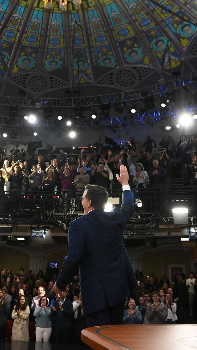 One last time, Stephen delivers a message to the audience.#Colbert by @cbstvstudios