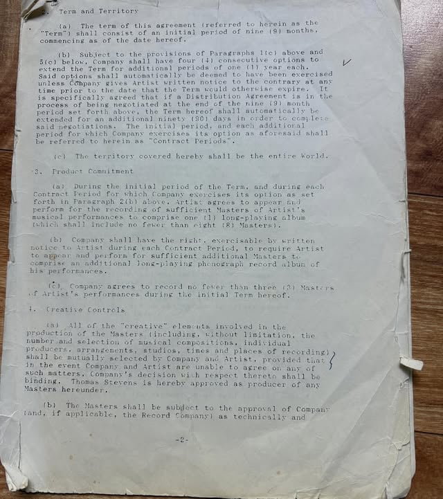 Going through paperwork and found the first contract I was ever offered. A brother name Mitt from QB who contributed to the culture as well. He had me in a professional studio on Times Square I did a song called Hip Hop Fanatic. So what I’m going to do is scan this for me and give the original to his mother. This is probably before I was Cormega