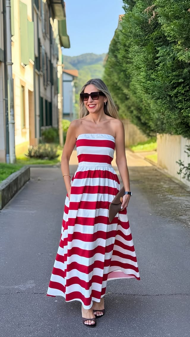 Rojo y marrón 🤎♥️Vestido y bolso @narobashop (New)Sandalias #zara #ootd #rayas #summerlook by @ainhizeruiz