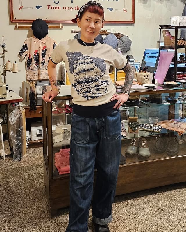 🚢Cotton Sweater “Sailing Ship”🚢-NAVY🔵 by @drybones_tokyo