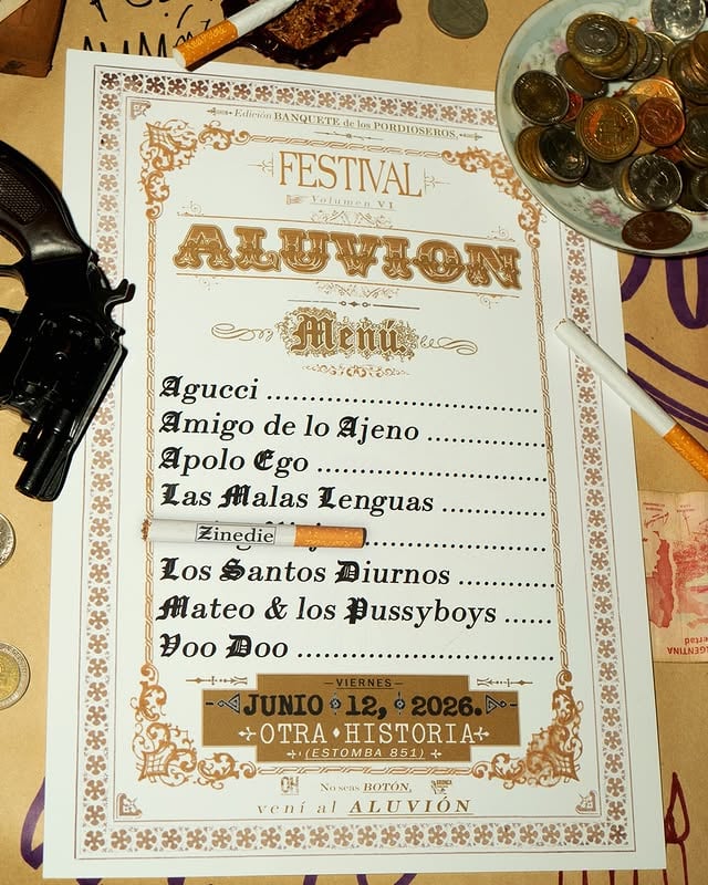 FESTIVAL ALUVIÓN VOL. VIEDICIÓN: Banquete de los Pordioseros.segunda edición del año y ya nos deliramos (otra vez). nuevamente les traemos 8 BANDAS y 2 ESCENARIOS a puro rocanrolnenee.en esta ocasión nos acompañan:@_agucci_@aaaamigodeloajeno@apoloego@lasmalaslenguas._@zinedie_ @lossantosdiurnos@lospusy.boys@voo_doovademás contaremos con la presencia de feriantes @dokotsu.0@var2.piercingFotografía y Dirección de Arte:@juanicomba @abiborisenko @danivasss y algunas sorpresas más, bien aluvionescas para que todos los aluviones y aluvionas se sientan aluvionizados¿ALUVIÓN?¿dónde? ¿cuando? ¿a qué hora?📍Estomba 851 - Otra Historia Centro Cultural📆 Viernes 12 de Junio⌛ 19:00hs🎫 ENTRADAS DISPONIBLES EN LA BIOCORTÁ CON TODO,VENÍ AL ALUVIÓN. by @otrahistoriaclubcultural