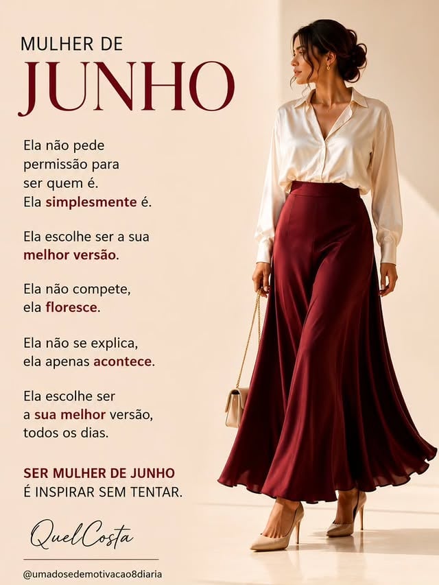 Ela é de junho… e não passa despercebida.Ela é intensidade com propósito, calma com direção e fé que sustenta até nos dias que ninguém vê.Ser de junho é carregar coragem no peito e seguir mesmo sem aplausos.Qual dessas representa você? Comenta o número do card ou marca uma mulher de junho ✨👇🏻 Contas parceiras:@umadosedemotivacao8diaria@momentos_de_gratidao@liudisse@quelcosta.oficial#mulherdejunho #propositodedeus #motivacaodiaria #fe #mulheresfortes by @umadosedemotivacao8diaria