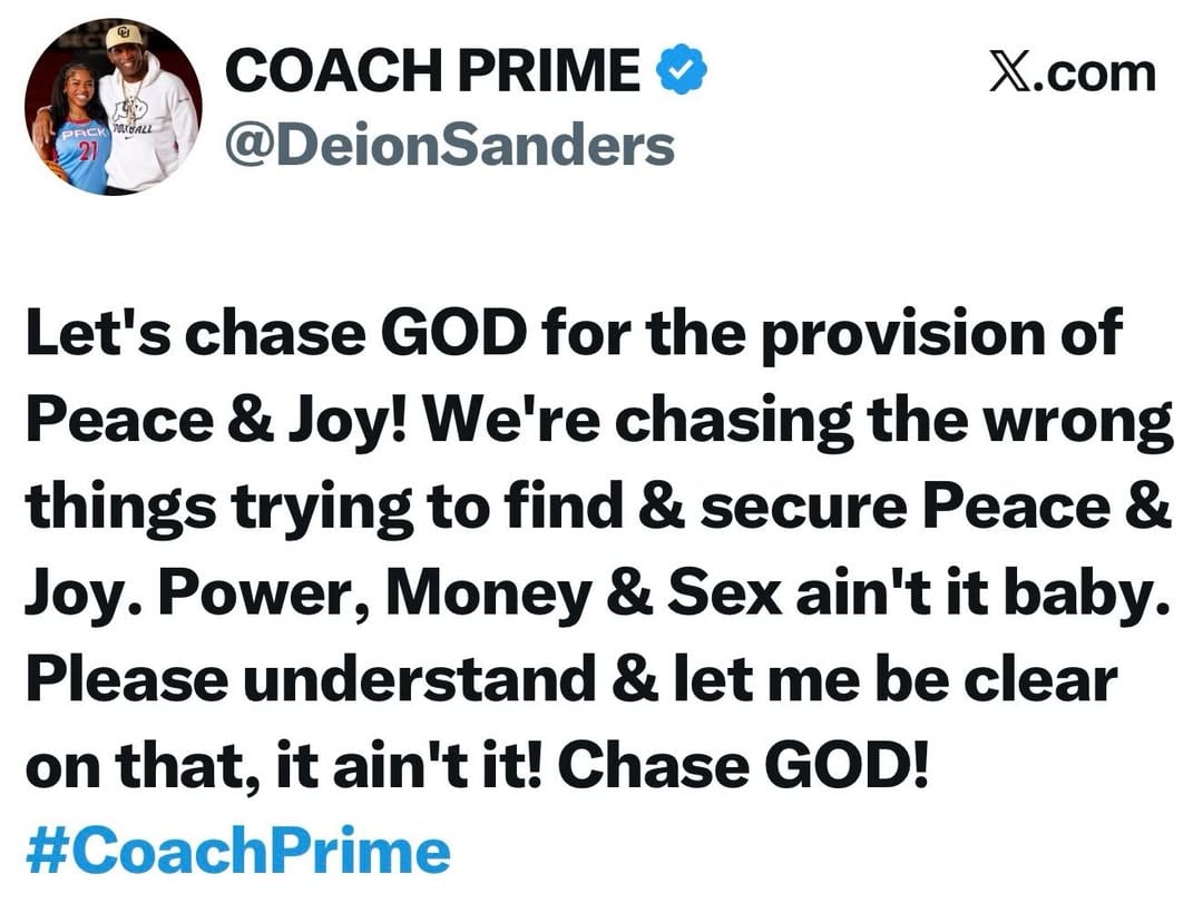 Chase GOD not man or woman! #CoachPrime by @deionsanders