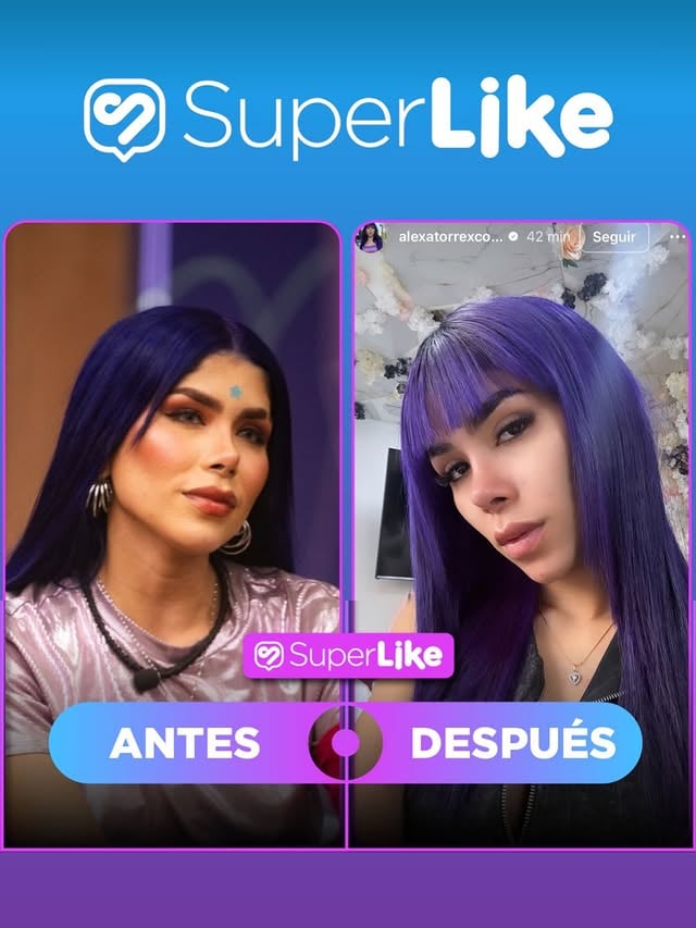 ¿Cerrando ciclos? 🤭😱 Alexa Torrex sorprendió al despedirse de su icónica cabellera larga, aunque mantuvo el color morado que la caracteriza... ✂️ Este es su antes y después, ¿qué tal quedó? 🤔 ¡Los leemos! 👇 #alexatorrex#superlike 💜 by @alexatorrexcontreras