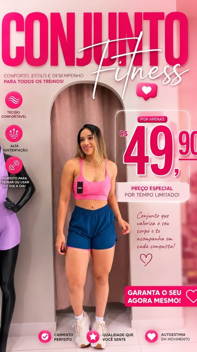 Aqui na Maromb você encontra conjuntos lindos, confortáveis e de qualidade a partir de apenas R$ 49,90! 🤍Esse modelinho bicolor com short duplo é a prova de que dá para treinar (e arrasar) gastando pouco. 🏋️‍♀️🔥Vem escolher o seu! 🛍️ by @marombmodafitness