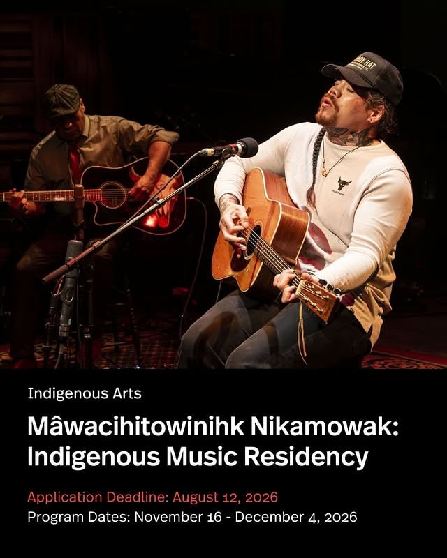 Every artist reaches a point where they need dedicated time to focus on the details.At Mâwacihitowinihk Nikamowak: Indigenous Music Residency, Indigenous musicians come together for three weeks of creation, collaboration, and performance. Designed for artists with songs already in development, the residency supports participants as they refine their work through workshops, mentorship, recording sessions, and live presentation opportunities.Through faculty-led sessions, one-on-one mentorship, studio recording opportunities, and dedicated creative space, participants will strengthen their craft while exploring new approaches to performance and production.After previously spending time at Banff Centre as a participant, @logan_staats returns as faculty. The award-winning artist from Six Nations of the Grand River is known for his compelling songwriting and dynamic live performances.If you're an Indigenous musician ready to bring your music into the next stage of development, this residency is for you.📅 November 16 – December 4, 2026⏳August 12, 2026Head to the link in our bio to apply today.#BanffCentre #IndigenousMusic #Program by @banffcentre