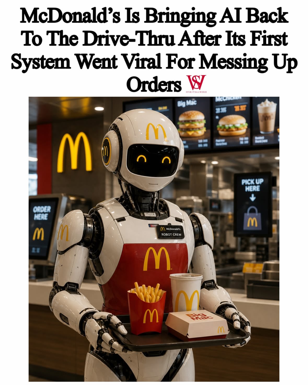 #McDonald’s is giving #AI another shot 👀🍟

After scrapping its previous drive-thru system that went viral for getting orders hilariously wrong, the fast-food giant is rolling out a new AI assistant called “Archy.”

The company says Archy has already processed more than 1 million transactions, as McDonald’s continues betting on AI to help streamline the drive-thru experience. 

Family, would y’all trust AI to get your order right… or are we headed for another round of viral mistakes? 😂