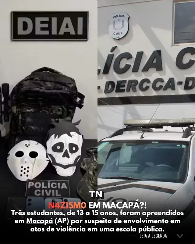 Um caso grave acendeu o alerta em Macapá.Três adolescentes foram apreendidos por suspeita de envolvimento com ameaças, conteúdos de violência e apologia ao n4zi5m0 em ambiente escolar.A investigação faz parte da Operação Termópilas, da Polícia Civil do Amapá, após relatórios de inteligência indicarem atividades suspeitas na internet.Esse caso mostra uma realidade que muita gente ainda tenta ignorar: adolescentes também podem ser alcançados por discursos extremistas, grupos de ódio e conteúdos violentos nas redes.Pais, responsáveis e escolas precisam observar sinais. Mudanças bruscas de comportamento, isolamento, agressividade, fascínio por violência, bullying e participação em grupos suspeitos não podem ser tratados como “fase” ou “brincadeira”.Apologia ao n4zi5m0 é crime. Discurso de ódio não é piada. Ameaça contra escola precisa ser levada a sério.Prevenir é agir antes que algo pior aconteça. by @tucujunews