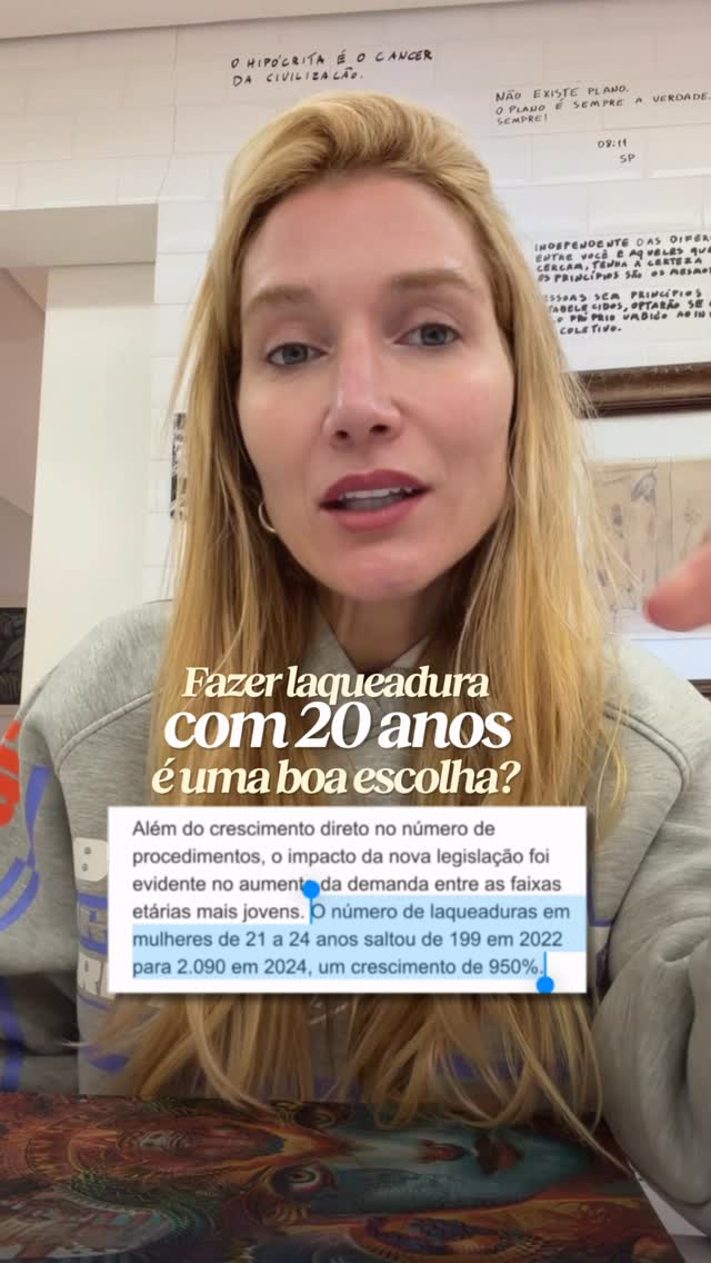 Recado muito sincero pras meninas abaixo dos 22 anos. Quem avisa amiga é, não tomem nenhuma decisão irreversível nessa idade, porque você ainda nem entendeu quem você é direito. 

Obs: a mensagem nem é sobre a laqueadura em si! É sobre uma tomada de decisão séria numa fase da vida que a gente não é séria ainda.