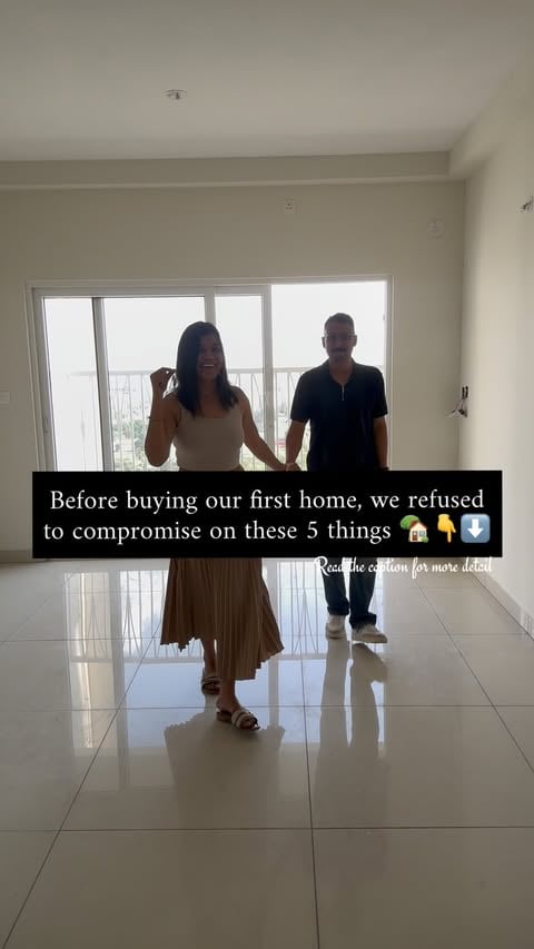 Before buying our first home in Bangalore, we thought we’d just find an apartment we liked and book it.

Reality was very different.

These were our biggest considerations:

☀️ Sunlight & ventilation
Non-negotiable. We had already lived in high-rise apartments and knew how much natural light affects everyday life.

🏢 Resale vs new apartment
Initially, we were looking at resale properties because of budget constraints. But after comparing options, we felt a new apartment made more sense for long-term appreciation.

💰 Rent vs EMI
Paying almost ₹50,000 in rent every month made us think differently. A higher EMI felt scary, but at least we would be building an asset.

✅ Builder reputation
We preferred peace of mind over taking unnecessary risks, so choosing a trusted builder was important to us.

🛏️ 2 BHK vs 3 BHK
We originally booked a 2 BHK. Later, after thinking about our future lifestyle, family visits and a future child, we upgraded to a compact 3 BHK.

And honestly, that turned out to be one of our best decisions.

Our little philosophy:
If we want to build a big life, we can live in a slightly smaller home 😅♥️

What was your biggest non-negotiable while house hunting??