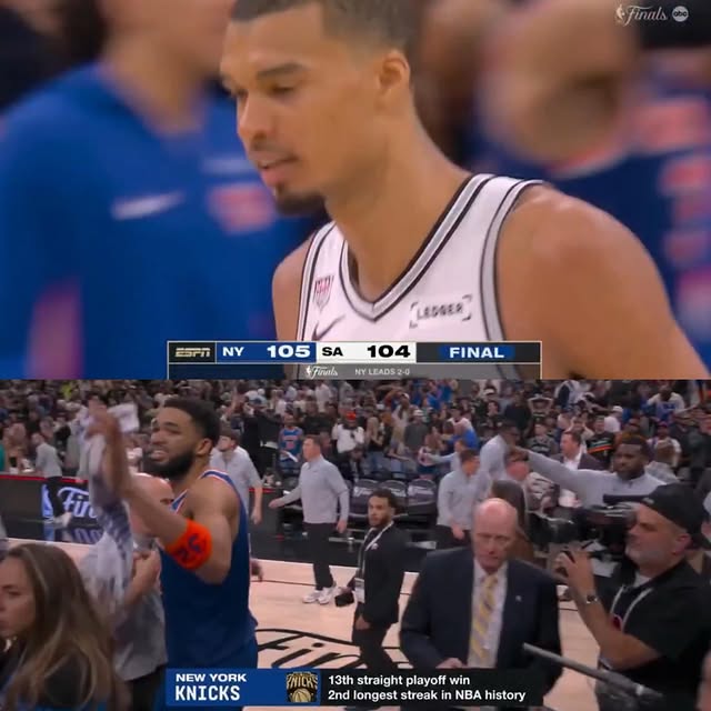 That was madness 🤦🏽‍♂️ Nice run by the Spurs at the end but overall they just got punked on their home floor. Mike Brown said who let the dogs out. Knicks getting all the second chance points when it mattered. Out working a younger team.

Wemby has no offensive repertoire and it shows. Also panicked at the end of the game. Spurs inexperience showing. Had them winning this in 6 but it looks very tough now. MSG will be jumping in Game 3.