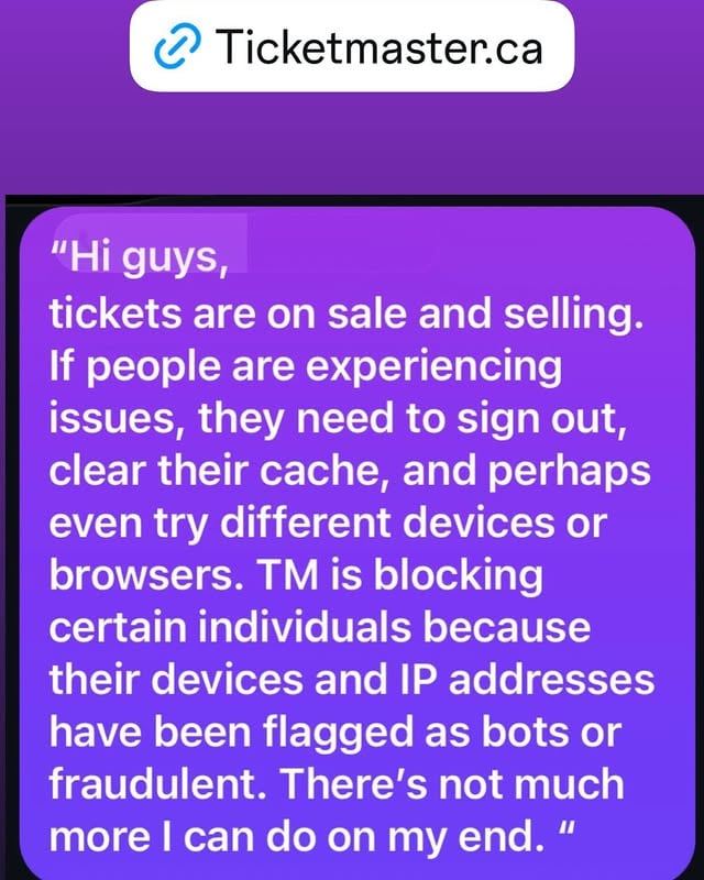I’ve gotten a lot of messages about this issue just refresh and try from computer. Much appreciation to the people who have their tickets already by @cormega