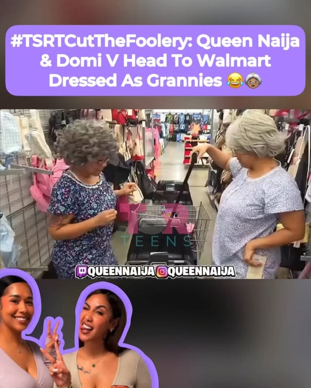#TSRTCutTheFoolery: Not #QueenNaija & #DomiV in Walmart cuttin’ up dressed as grannies. 👵🏽😂 (SWIPE) ✍🏽: #TSRStaffKH