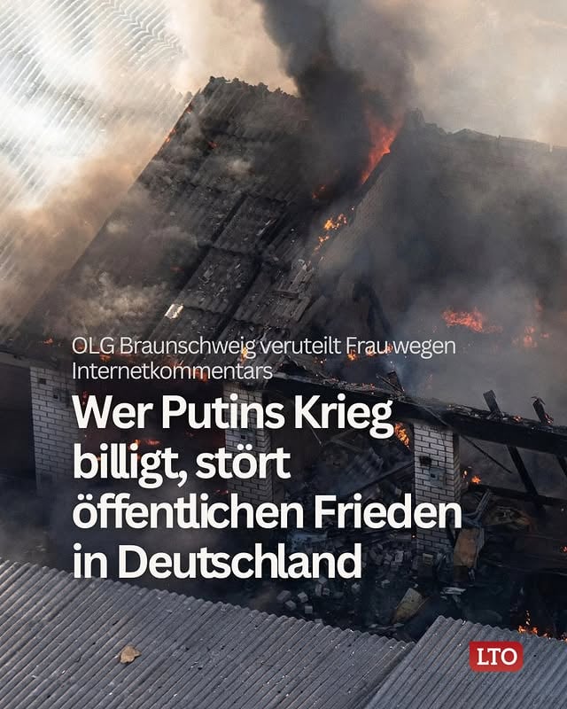 Mit Vernichtung ist Putin auf dem “richtigen Weg”. Wer das sagt, macht sich strafbar, entschied das OLG Braunschweig. Das Urteil zeigt, dass eine einheitliche Rechtsprechungslinie zur Billigung von Straftaten noch auf sich warten lässt.⁠
⁠
Mehr in den Slides und über den Link in Bio.