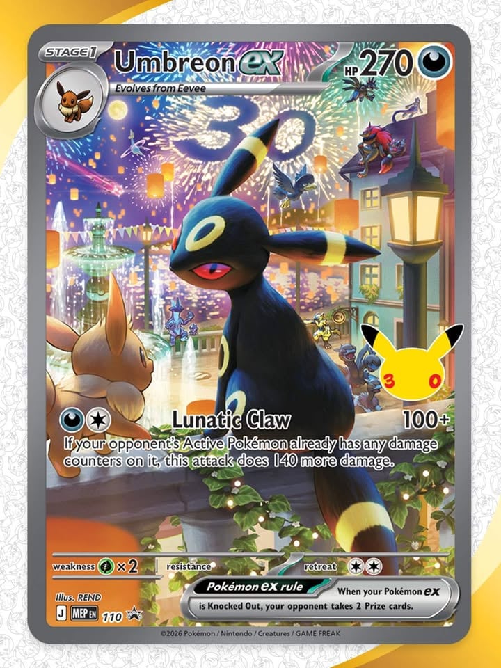 Here's a sneak peek at Umbreon ex, Espeon ex, and other exciting cards coming to the Pokémon TCG: 30th Celebration in September! 🎉🎉

Follow #PokemonTCG channels to get the latest news on the Pokémon TCG: 30th Celebration expansion!