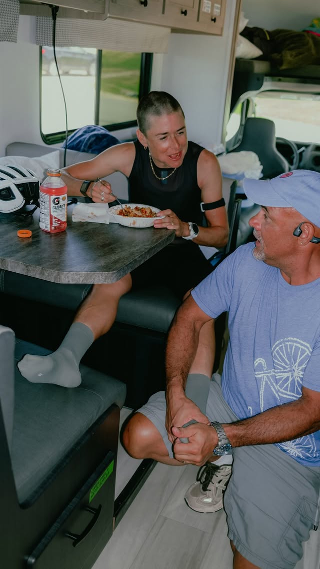 First break at mile 175. I’m 10 hours into my ride. Feeling great. Lasagna and meatballs hit the spot. Byron brought my feet back to life. Rob & Johnny have been feeding me all day and driving the rv (the mothership). Tim & Matt are Subaru crew making sure I’m hydrated, have sunscreen and am happy. Rue is behind the camera. This crew rocks. I’m getting used to the supported life. Even better than ever.

Follow my live tracking page (there may be a slight delay so be sure to refresh and check when it was last updated — I know some people have just missed me as I’ve gone by, sorry for that!).

Presented by @REI 
Video by @rugilekaladyte