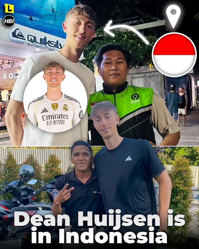 Pemain real madrid Dean Huijsen terlihat sedang berlibur di Bali Indonesia 🇮🇩🥳

Setelah dirinya tidak masuk dalam skuad spanyol untuk piala dunia 2026, kini dirinya menghabiskan waktu untuk liburan di saat pemain lain bermain di world cup 2026.

Tidak disangka ternyata destinasi pilihan nya adalah bali, sehingga ketika dia berada di pulau Dewata tersebut, banyak fans yang memanfaatkan untuk berfoto ketika bertemu Dean Huijsen di pulau Bali.

Mulai dari Tukang ojek hingga penjaga GYM di Bali sangat antusias meyambut sang pemain ketika berlibur di Bali Indonesia, dan hal ini sebuah kejutan, pasal nya liburan dean Huijsen pun tidak di ketahui banyak fans real Madrid.

Welcome to Indonesia Dean Huijsen 🥳🇮🇩🔥

📸 : @yuliusmadrid07 / @aandreaprillaa