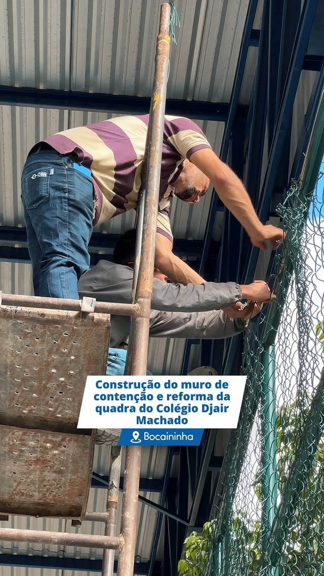 🏗️📚 A reforma da quadra poliesportiva da Escola Municipal Dr. Djair Machado Gomes, na Bocaininha, está na reta final e vai proporcionar mais segurança, conforto e qualidade para os alunos da unidade. ⚽🏀🤸‍♀️Além da revitalização do espaço esportivo, a Prefeitura já concluiu uma importante obra de contenção e a ampliação do muro nos fundos da escola, reforçando a proteção para alunos e educadores. 👷‍♂️🧱São investimentos que garantem um ambiente mais seguro, moderno e preparado para o desenvolvimento das nossas crianças! 💙✨ by @barramansarj