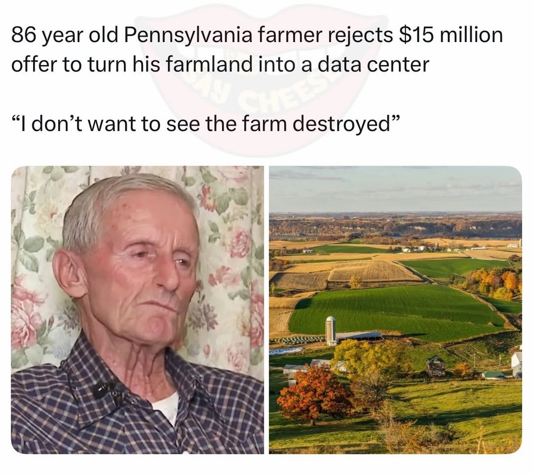 86 year old Pennsylvania farmer rejects $15 million offer.. what would you do? 🤔