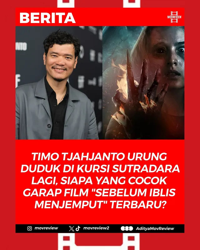 Lima tahun tak ada kabar pasca pengungkapan adanya naskah bertuliskan "Sebelum Iblis Menjemput Ayat 3: Dajjal", kini konfirmasi diberikan sang sutradara film pertama dan keduanya, Timo Tjahjanto (@timobros) mengenai proyeknya.

Dilansir dari cuitan X pada Selasa (02/06) lalu, Timo mengatakan jika proyek "Sebelum Iblis Menjemput 3" terwujud di masa depan pun, ia akan duduk di kursi produser dan tidak terlibat sebagai sutradara. Dibutuhkan pandangan dan penggarapan baru untuk melanjutkan kisah Alfie (@chelseaislan) dalam melawan iblis-iblis yang menghadang hidupnya.

Dwilogi "Sebelum Iblis Menjemput" bercerita tentang Alfie yang membongkar masa lalu kelam sang ayah dan harus menghadapi teror brutal serta kutukan yang membangkitkan entitas jahat akibat perjanjian dengan iblis. Setelah film pertamanya, ia harus kembali menghadapi iblis di panti asuhan akibat pendiri panti yang mengikuti sekte sesat.

Menurutmu, siapa sutradara yang cocok buat garap film "Sebelum Iblis Menjemput 3" kalau beneran ada? MinMOV juga beropini dan ada di postingan ini yak! Gimana menurut lu?

#SebelumIblisMenjemput #timotjahjanto #rekomendasifilm #filmindonesia #movreview