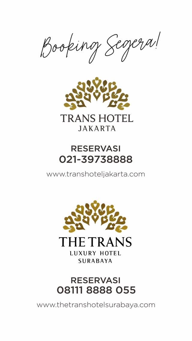 Dari Jakarta hingga Surabaya, Trans Hotel Group menghadirkan pengalaman stay premium dengan akomodasi yang nyaman, fasilitas lengkap, dan pelayanan terbaik yang dirancang untuk mendukung setiap momen spesial Anda di setiap kota.Harga mulai dari IDR 999.000 nett per malam hingga 19 Juni 2026 untuk pengguna Allo PayLater, Kartu Kredit Bank Mega, dan Kartu Kredit Bank Mega Syariah.Lengkap dengan benefit tambahan hingga diskon dining 50% khusus pengguna Allo PayLater.Reservasi:Trans Hotel Jakarta0811-1080-8888 atau transhoteljakarta.comTrans Hotel SurabayaWhatsApp 0811-1888-8055 atau thetranshotelsurabaya.com#TransHotelJakarta #HotelJakarta #MICEJakarta #EventJakarta #BallroomJakarta StaycationJakarta LuxuryHotel Transhotelgrouptransluxuryhotelsurabayatransluxuryhotelpromohoteltravelsurabayaexploresurabaya by @dreamboxindonesia