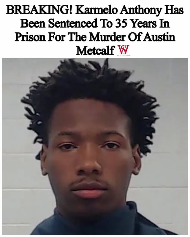 #BREAKING! #KarmeloAnthony has been sentenced to 35 years in prison for the murder of #AustinMetcalf. He will be eligible for parole after serving half of his sentence. by @spiritualword