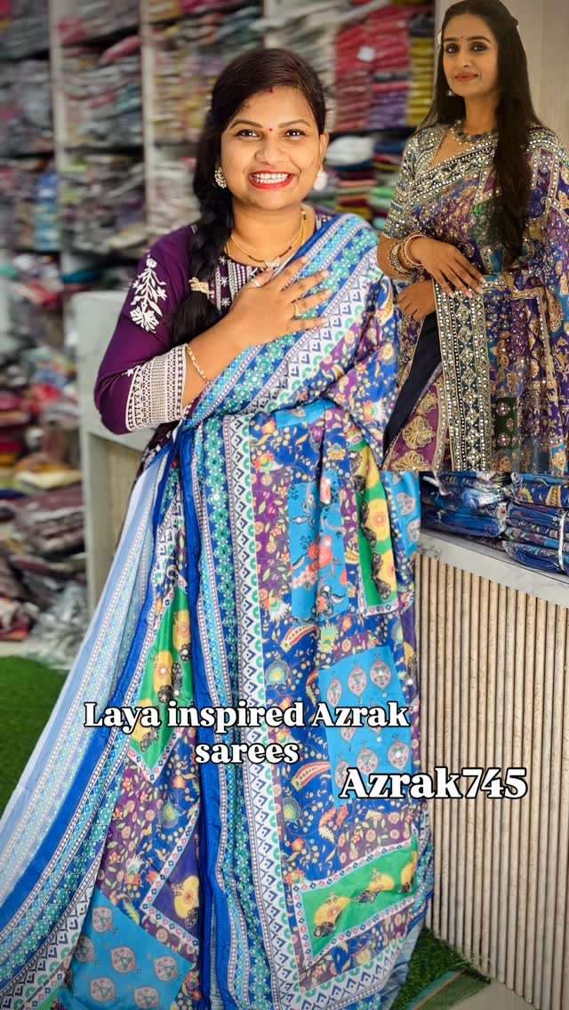 Laya inspired Azrak sarees Price-745/-Azrak745Sareesbysiva.com9380447251 by @sarees_by_siva