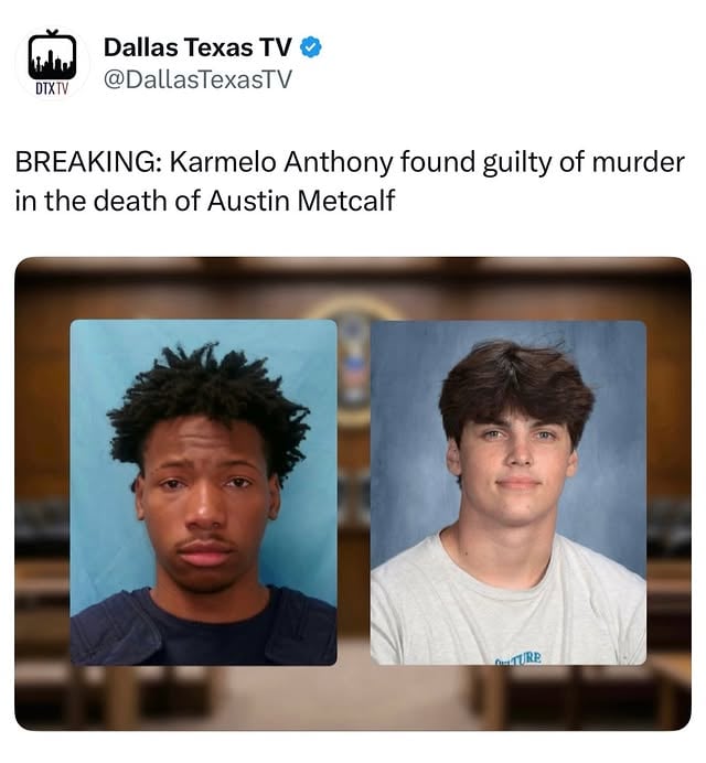 VERDICT REACHED: Karmelo Anthony has been found guilty of murder in the death of Austin Metcalf, Anthony is now in the custody of the Collin County Sheriff’s Office