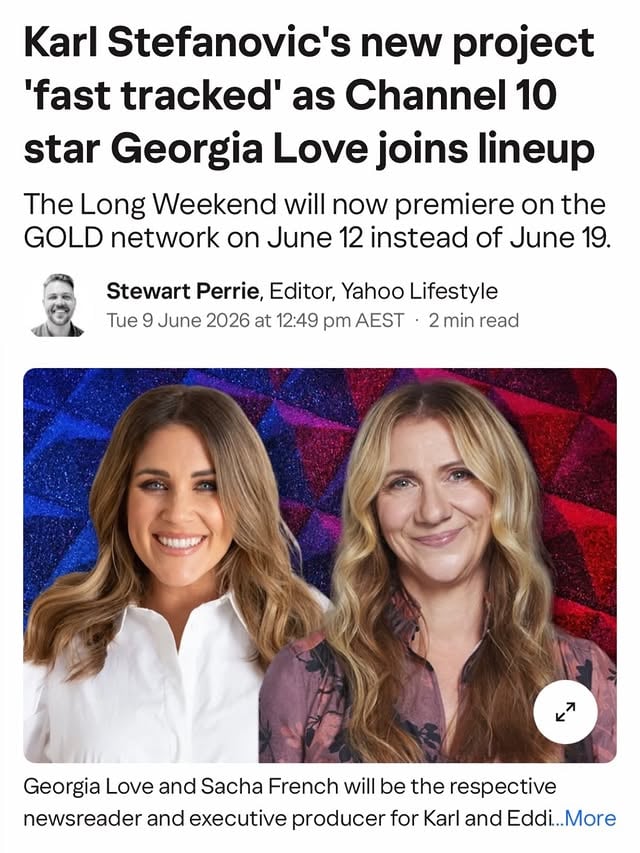 Cat’s out of the bag! I am absolutely THRILLED to announce I’m joining Eddie McGuire and Karl Stefanovic’s brand new show The Long Weekend, starting THIS WEEK!
We’ll be on air on Gold across the country 12-3pm Fridays, and streaming on @9now and @stanaustralia
Excited is an understatement 📻🎤📺
