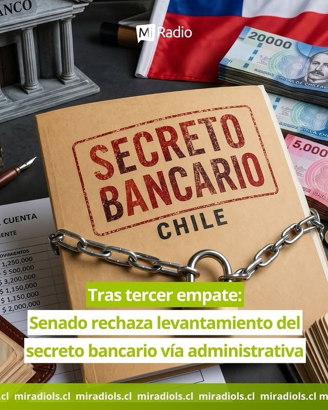 El Senado rechazó la norma que buscaba permitir el levantamiento del secreto bancario por vía administrativa, en el marco del proyecto que crea el Subsistema de Inteligencia Económica. El Senado rechazó la norma que buscaba permitir el levantamiento del secreto bancario por vía administrativa, en el marco del proyecto que crea el Subsistema de Inteligencia Económica.La definición terminó en un empate absoluto de 24 votos a favor y 24 en contra, lo que impidió la aprobación de uno de los puntos más controversiales de la iniciativa y obligó a que la discusión pase ahora a Comisión Mixta.La propuesta buscaba que la Unidad de Análisis Financiero pudiera acceder directamente a información bancaria protegida por secreto, sin necesidad de autorización judicial previa, en casos específicos vinculados a alertas financieras.Entre los escenarios contemplados estaban: reportes de operaciones sospechosas emitidos por bancos, casos que involucraran a funcionarios públicos y situaciones asociadas a personas jurídicas.Con este escenario, el punto más discutido del proyecto deberá ser zanjado en Comisión Mixta, instancia donde se intentará destrabar una de las reformas más sensibles en materia de inteligencia financiera y acceso a información bancaria en Chile.