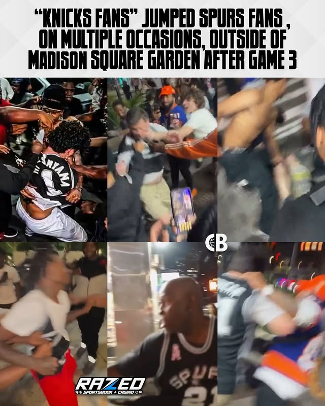 There were multiple instances of “Knicks fans” jumping Spurs fans outside of Madison Square Garden after Game 3. 

From grabbing & ripping off their Spurs jersey, to straight up being punched in the face, some fans had to use the NYPD to escort them out of the area. 

Thoughts? 🤔